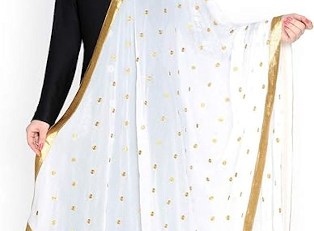Ladies White and Gold Scarf